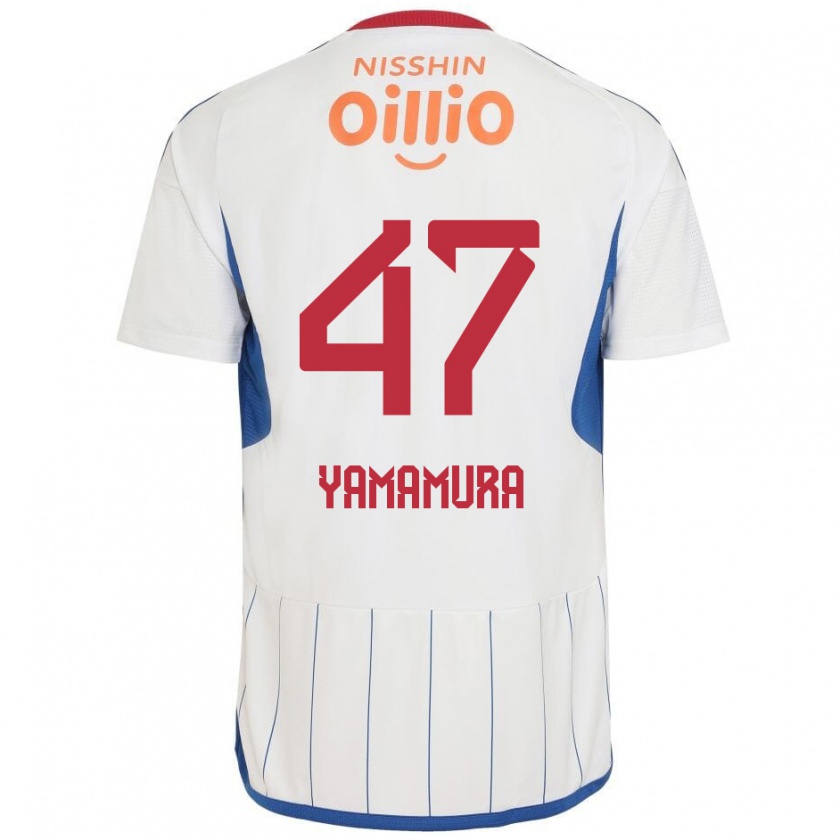 Kandiny Kinder Kazuya Yamamura #47 Weiß Blau Rot Auswärtstrikot Trikot 2024/25 T-Shirt