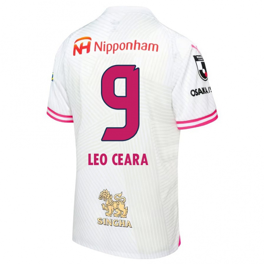 Kandiny Kinder Léo Ceará #9 Weiß Rosa Auswärtstrikot Trikot 2024/25 T-Shirt