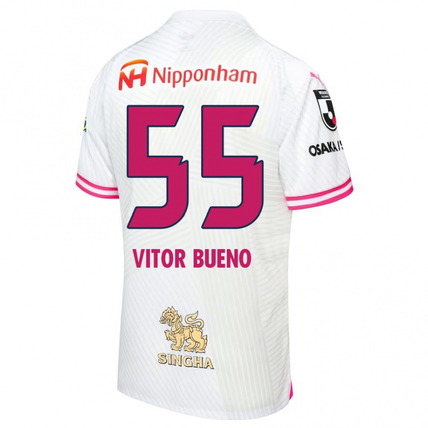 Kandiny Kinder Vitor Bueno #55 Weiß Rosa Auswärtstrikot Trikot 2024/25 T-Shirt