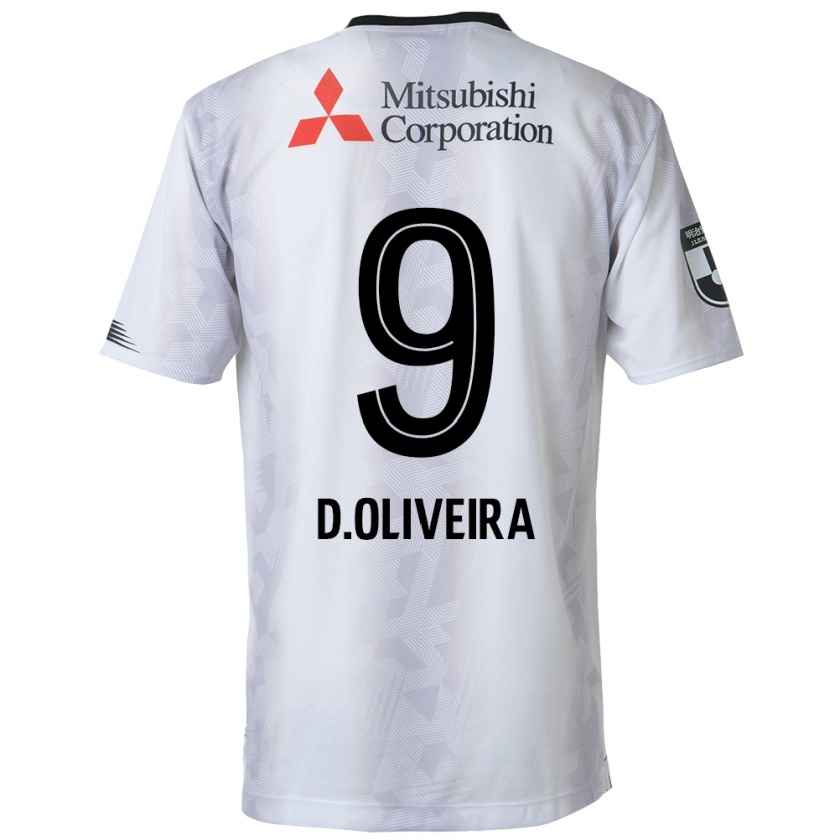 Kandiny Kinder Diego Oliveira #9 Weiß Schwarz Auswärtstrikot Trikot 2024/25 T-Shirt