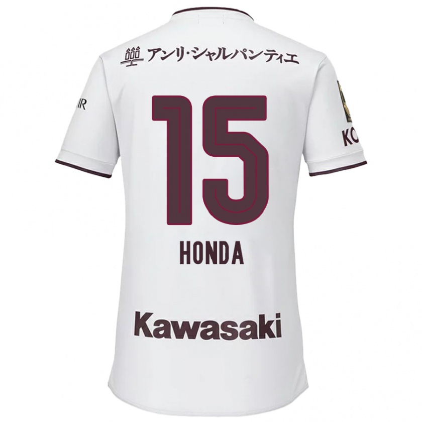 Kandiny Kinder Yuki Honda #15 Weiß Rot Auswärtstrikot Trikot 2024/25 T-Shirt