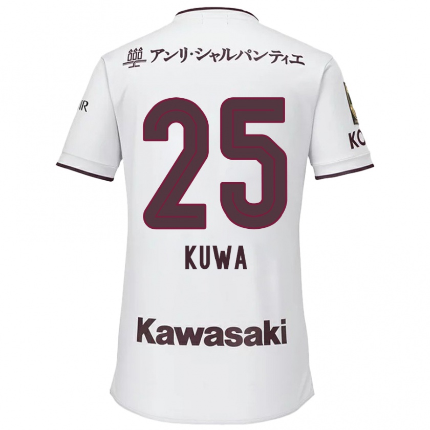 Kandiny Kinder Yuya Kuwasaki #25 Weiß Rot Auswärtstrikot Trikot 2024/25 T-Shirt