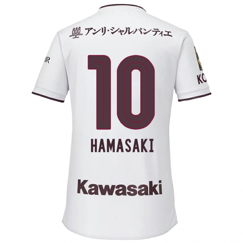 Kandiny Kinder Kento Hamasaki #10 Weiß Rot Auswärtstrikot Trikot 2024/25 T-Shirt