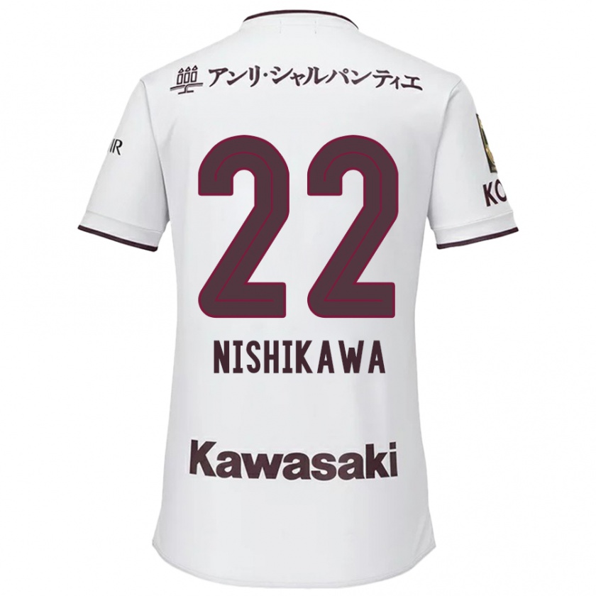 Kandiny Kinder Aiku Nishikawa #22 Weiß Rot Auswärtstrikot Trikot 2024/25 T-Shirt