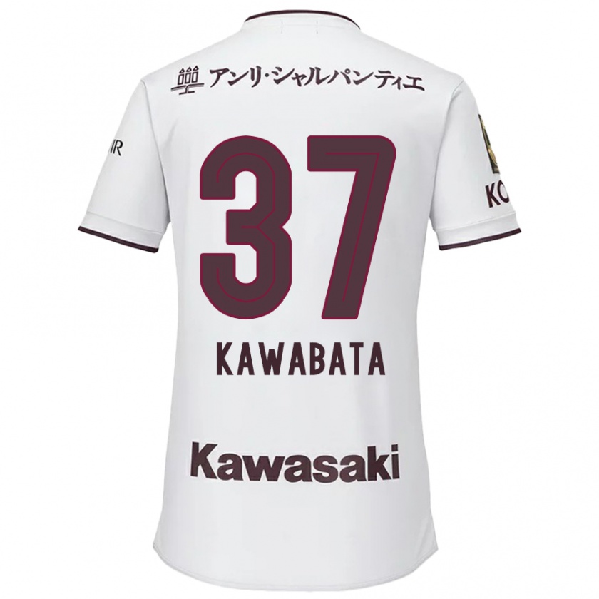 Kandiny Kinder Hyoei Kawabata #37 Weiß Rot Auswärtstrikot Trikot 2024/25 T-Shirt