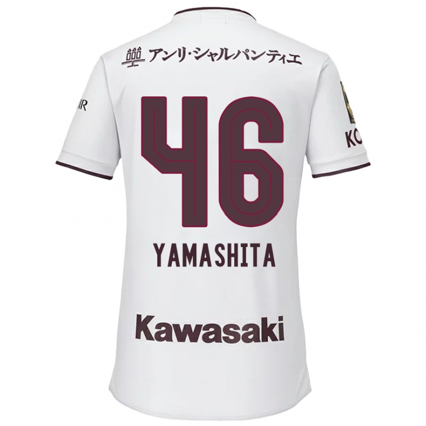 Kandiny Kinder Hiroto Yamashita #46 Weiß Rot Auswärtstrikot Trikot 2024/25 T-Shirt