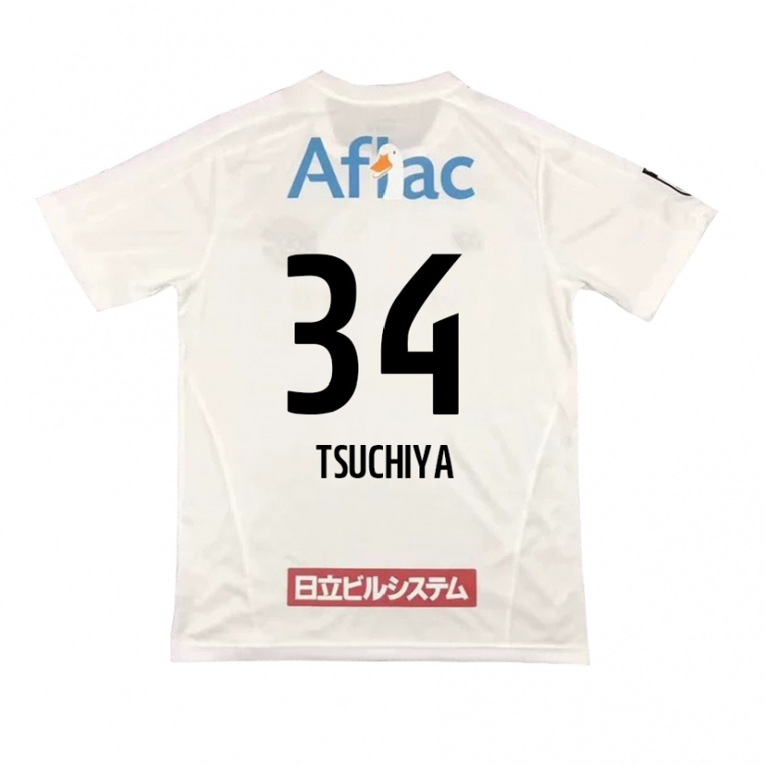 Kandiny Kinder Takumi Tsuchiya #34 Weiß Schwarz Auswärtstrikot Trikot 2024/25 T-Shirt