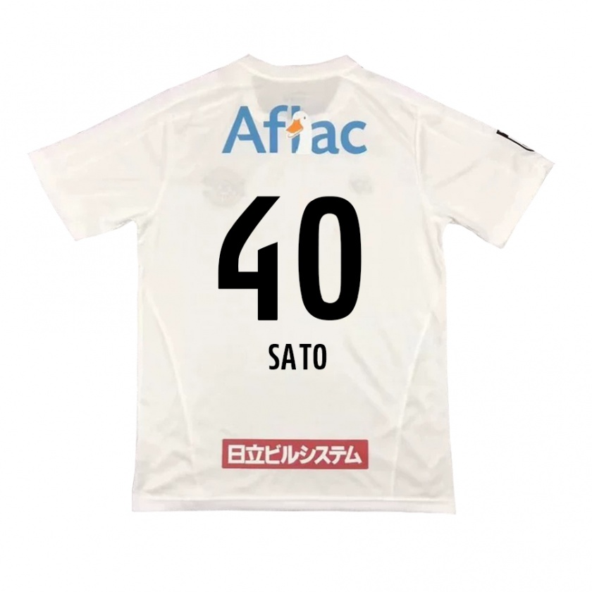 Kandiny Kinder Raku Sato #40 Weiß Schwarz Auswärtstrikot Trikot 2024/25 T-Shirt