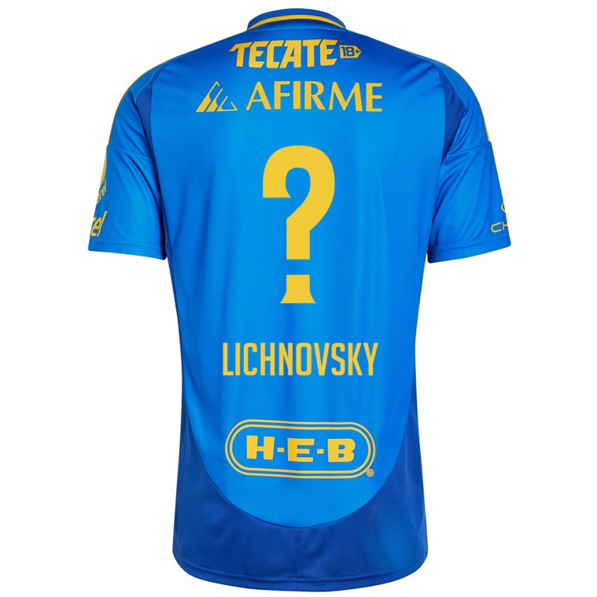 Kandiny Kinder Igor Lichnovsky #0 Blau Gelb Auswärtstrikot Trikot 2024/25 T-Shirt