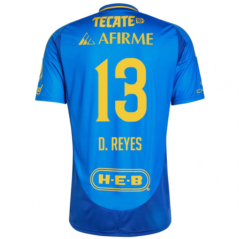 Kandiny Kinder Diego Reyes #13 Blau Gelb Auswärtstrikot Trikot 2024/25 T-Shirt