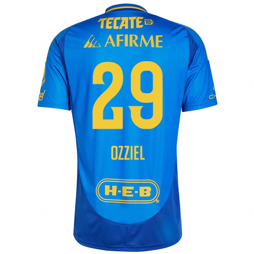 Kandiny Kinder Ozziel Herrera #29 Blau Gelb Auswärtstrikot Trikot 2024/25 T-Shirt