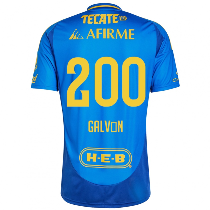 Kandiny Kinder Isaias Galván #200 Blau Gelb Auswärtstrikot Trikot 2024/25 T-Shirt