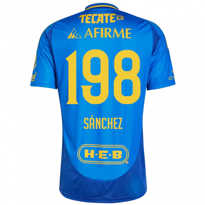 Kandiny Kinder Diego Sánchez #198 Blau Gelb Auswärtstrikot Trikot 2024/25 T-Shirt