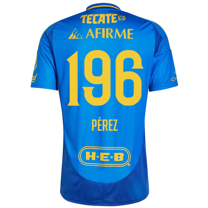 Kandiny Kinder Axel Pérez #196 Blau Gelb Auswärtstrikot Trikot 2024/25 T-Shirt