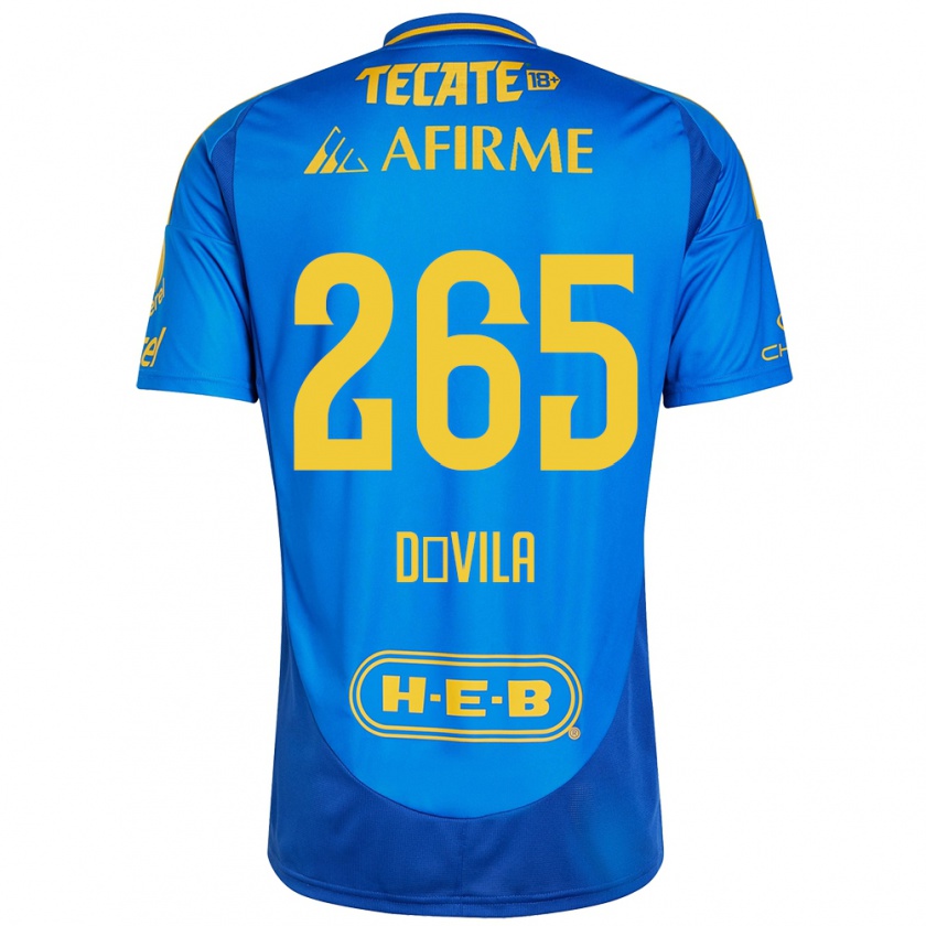 Kandiny Kinder Emiliano Dávila #265 Blau Gelb Auswärtstrikot Trikot 2024/25 T-Shirt