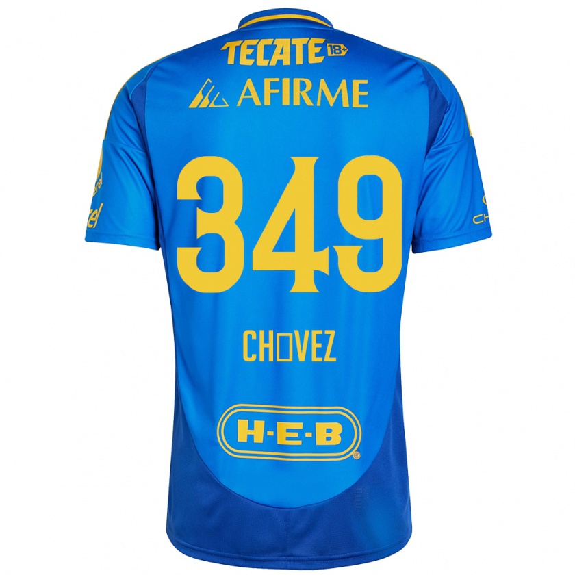 Kandiny Kinder Jorge Chávez #349 Blau Gelb Auswärtstrikot Trikot 2024/25 T-Shirt