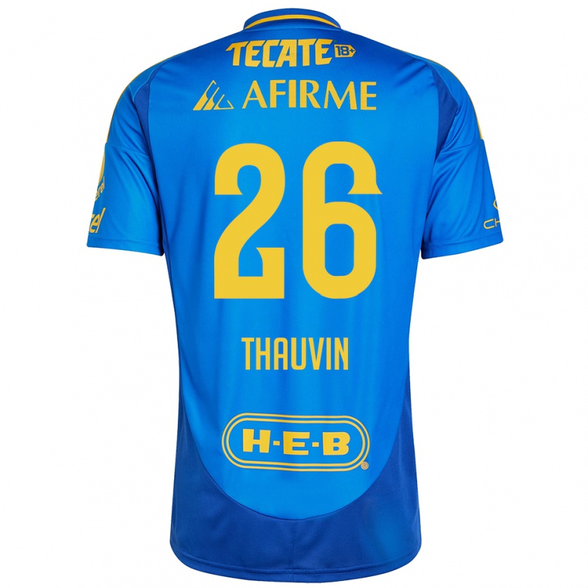 Kandiny Kinder Florian Thauvin #26 Blau Gelb Auswärtstrikot Trikot 2024/25 T-Shirt