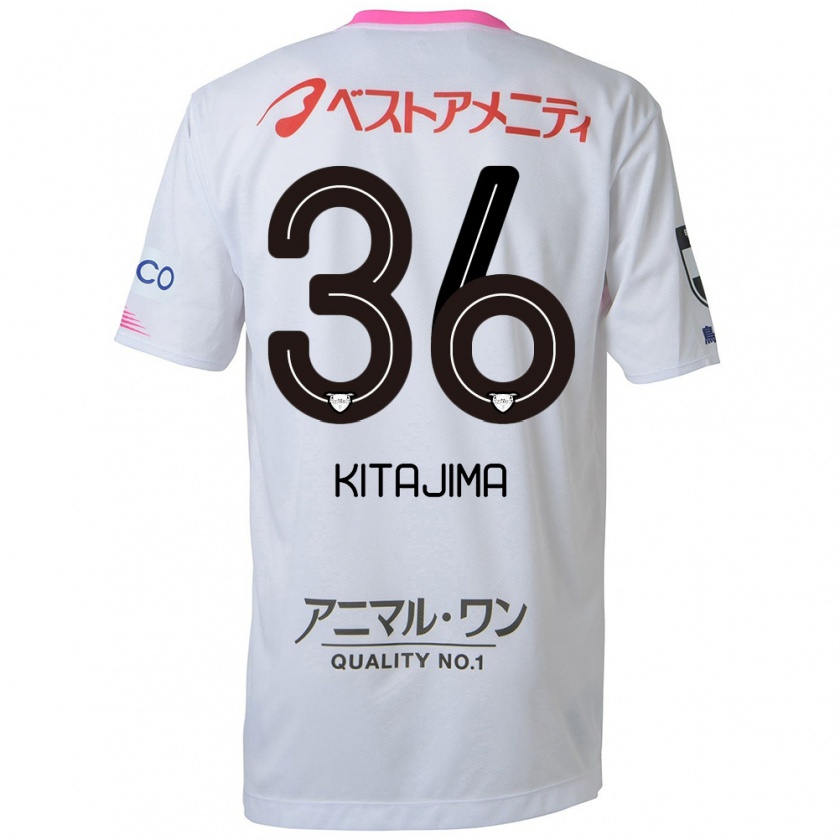 Kandiny Kinder Fumiya Kitajima #36 Weiß Blau Rosa Auswärtstrikot Trikot 2024/25 T-Shirt