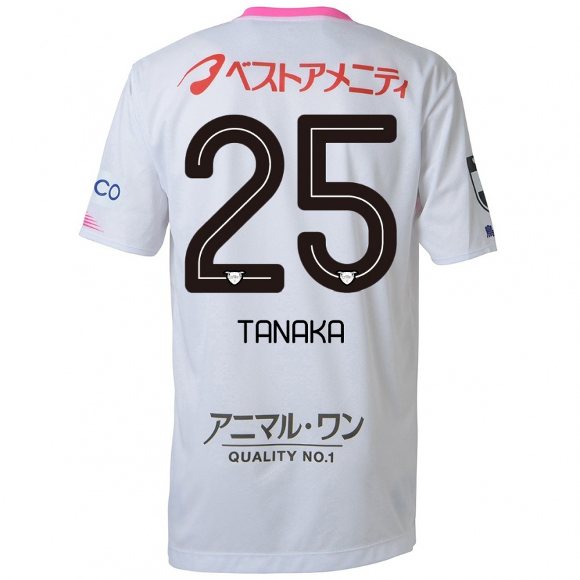 Kandiny Kinder Yuto Tanaka #25 Weiß Blau Rosa Auswärtstrikot Trikot 2024/25 T-Shirt