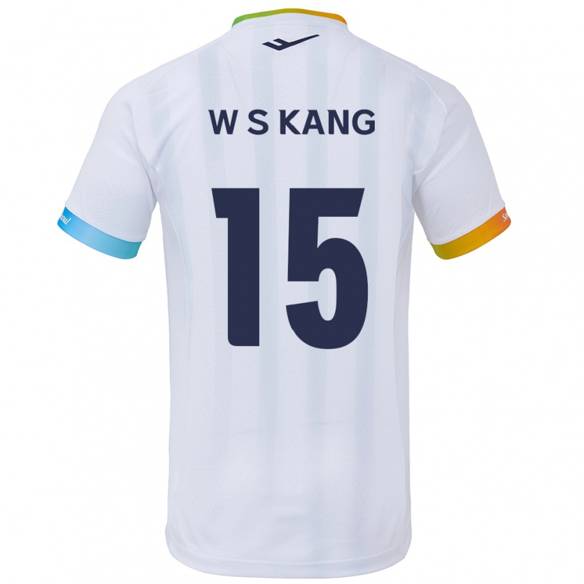 Kandiny Kinder Sang-Woo Kang #15 Weiß Blau Auswärtstrikot Trikot 2024/25 T-Shirt