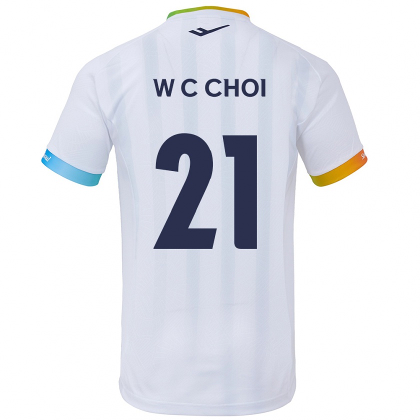 Kandiny Kinder Cheol-Won Choi #21 Weiß Blau Auswärtstrikot Trikot 2024/25 T-Shirt