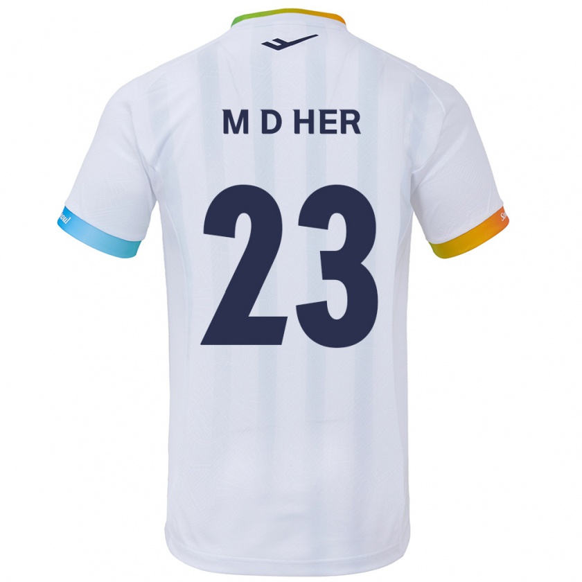 Kandiny Kinder Dong-Min Her #23 Weiß Blau Auswärtstrikot Trikot 2024/25 T-Shirt