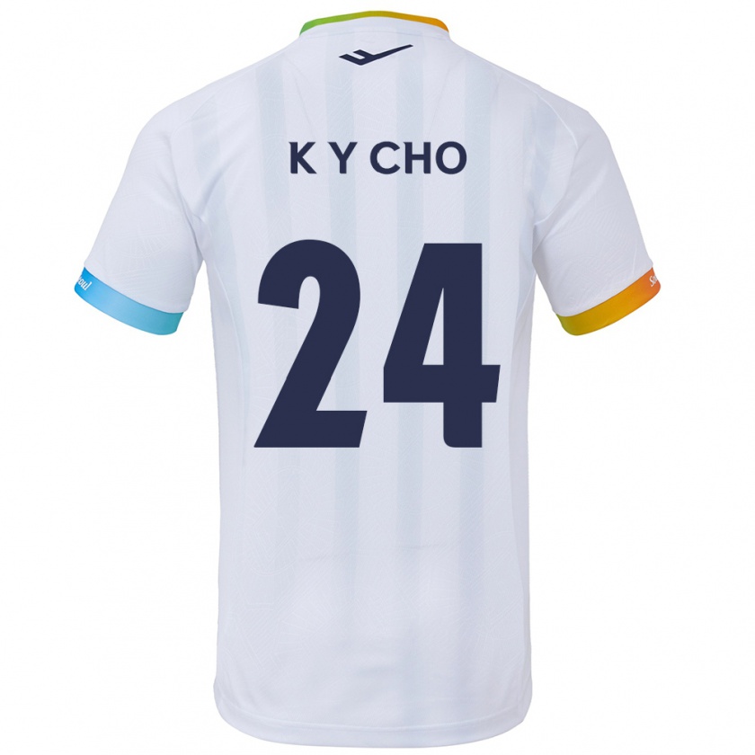 Kandiny Kinder Young-Kwang Cho #24 Weiß Blau Auswärtstrikot Trikot 2024/25 T-Shirt