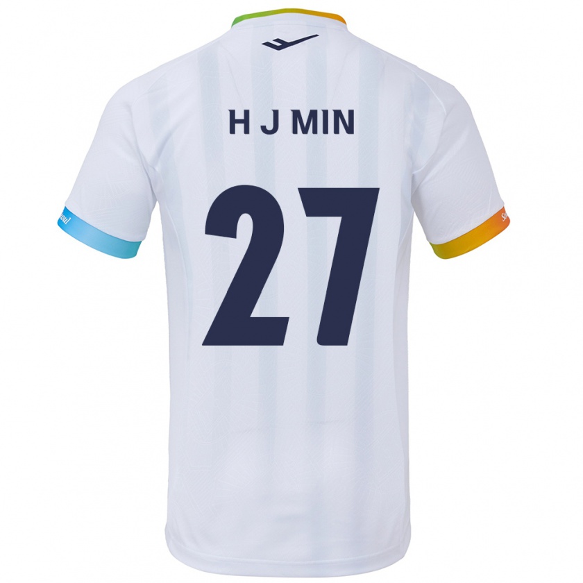 Kandiny Kinder Ji-Hoon Min #27 Weiß Blau Auswärtstrikot Trikot 2024/25 T-Shirt