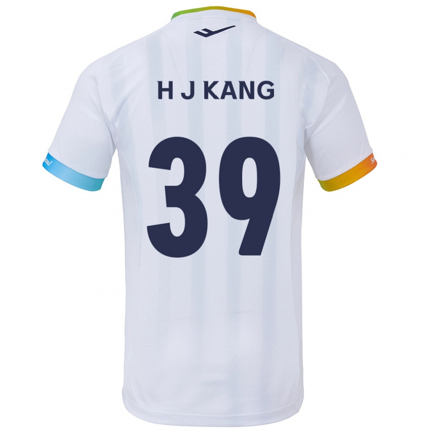 Kandiny Kinder Ju-Hyeok Kang #39 Weiß Blau Auswärtstrikot Trikot 2024/25 T-Shirt