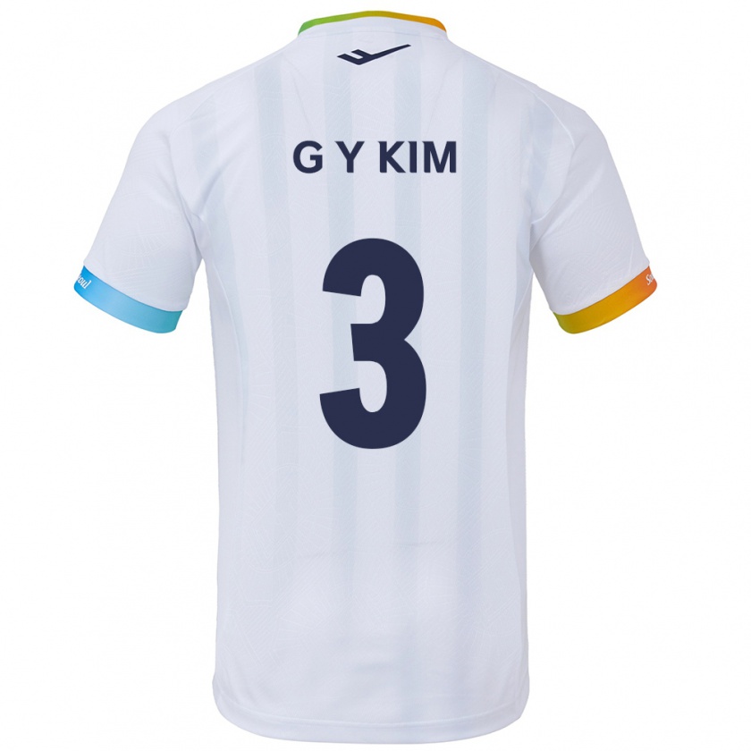 Kandiny Kinder Yu-Geon Kim #3 Weiß Blau Auswärtstrikot Trikot 2024/25 T-Shirt