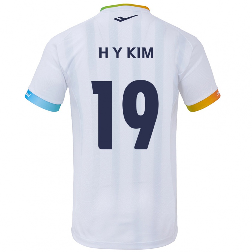 Kandiny Kinder Yong-Hyuk Kim #19 Weiß Blau Auswärtstrikot Trikot 2024/25 T-Shirt