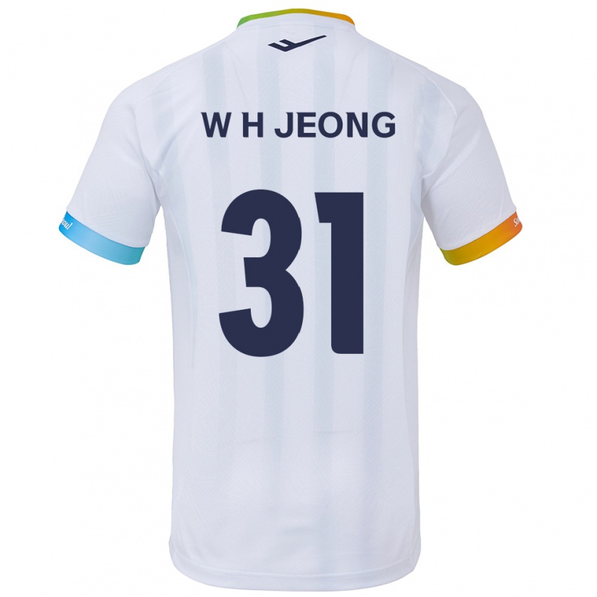 Kandiny Kinder Hyun-Woong Jeong #31 Weiß Blau Auswärtstrikot Trikot 2024/25 T-Shirt