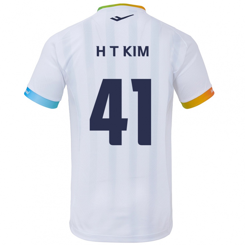 Kandiny Kinder Tae-Ho Kim #41 Weiß Blau Auswärtstrikot Trikot 2024/25 T-Shirt