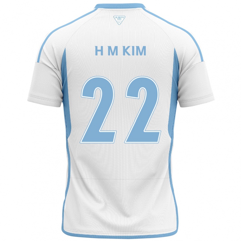 Kandiny Kinder Min-Hyuk Kim #22 Weiß Blau Auswärtstrikot Trikot 2024/25 T-Shirt