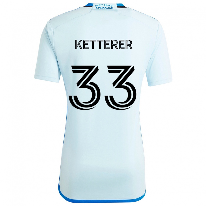 Kandiny Kinder Logan Ketterer #33 Eisblau Auswärtstrikot Trikot 2024/25 T-Shirt