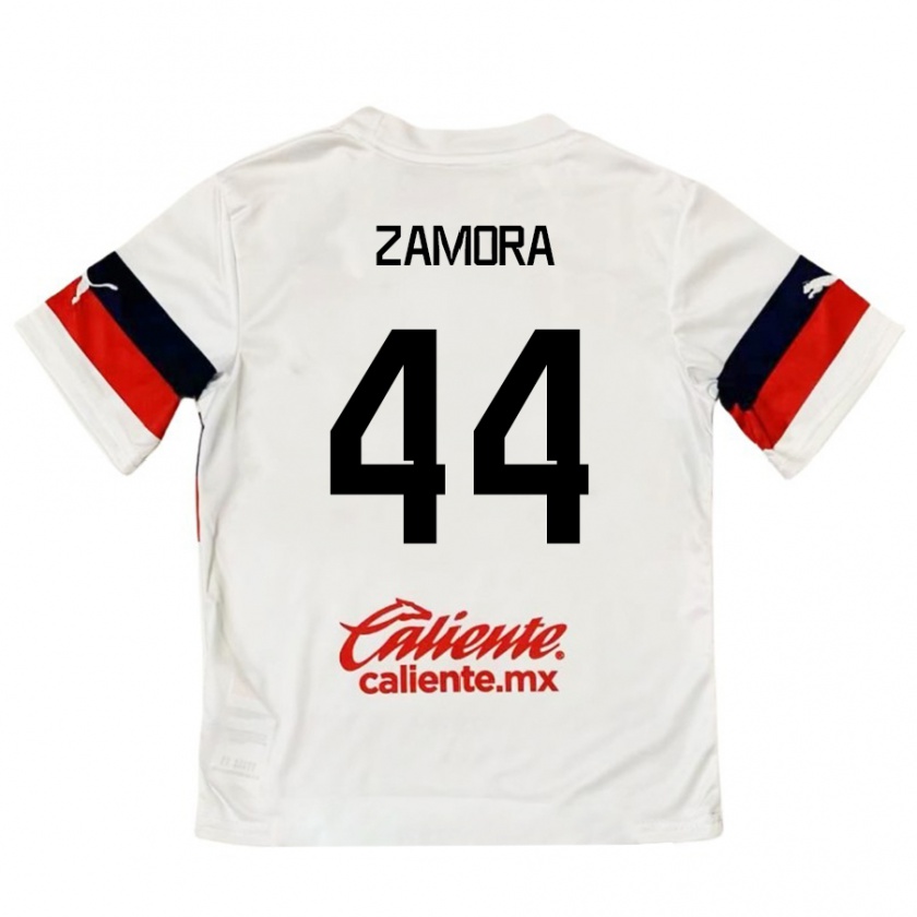 Kandiny Kinder Saúl Zamora #44 Weiß Rot Auswärtstrikot Trikot 2024/25 T-Shirt