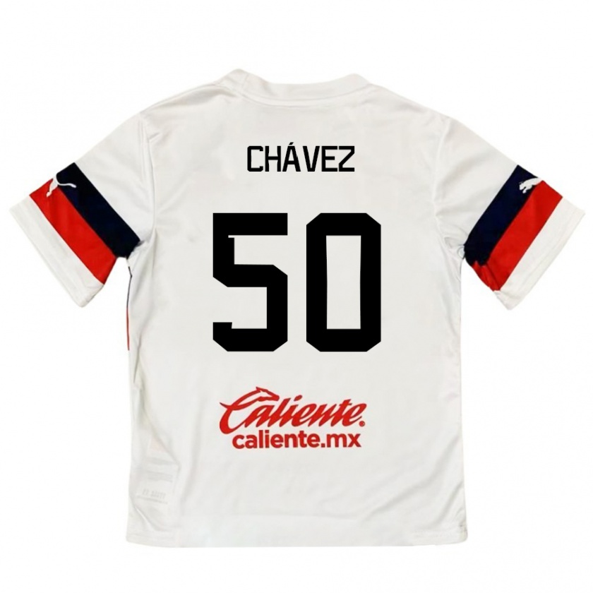 Kandiny Kinder Mateo Chávez #50 Weiß Rot Auswärtstrikot Trikot 2024/25 T-Shirt