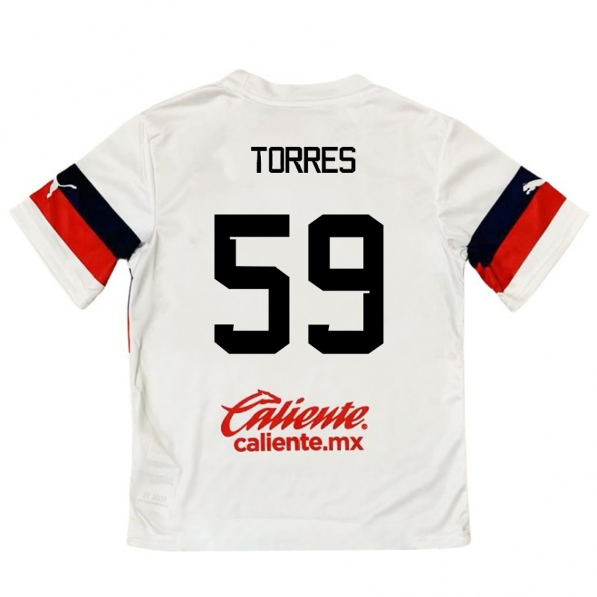 Kandiny Kinder Christian Torres #59 Weiß Rot Auswärtstrikot Trikot 2024/25 T-Shirt