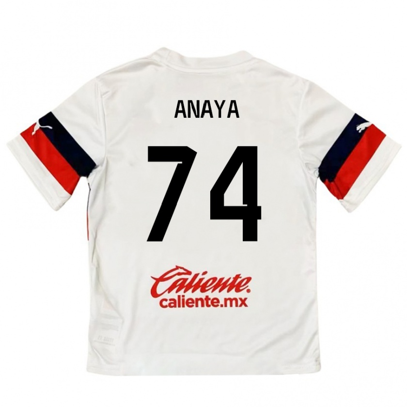 Kandiny Kinder Mario Anaya #74 Weiß Rot Auswärtstrikot Trikot 2024/25 T-Shirt