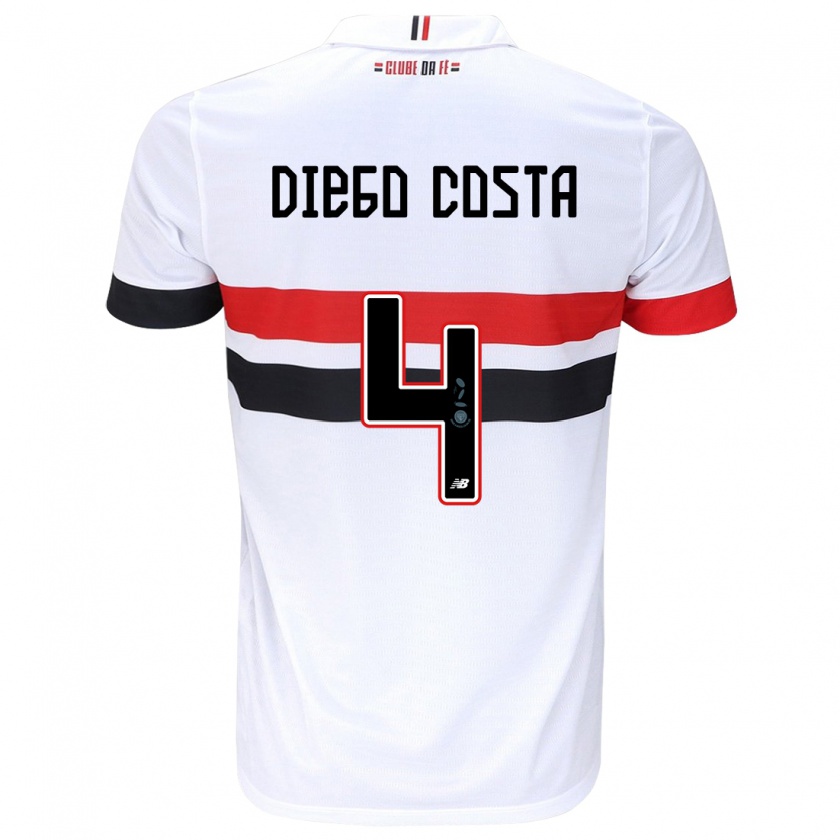 Kandiny Herren Diego Costa #4 Weiß Rot Schwarz Heimtrikot Trikot 2024/25 T-Shirt