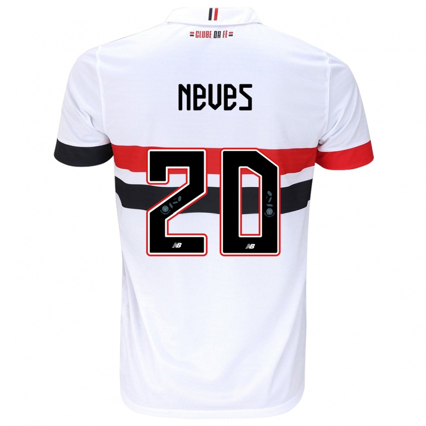 Kandiny Herren Gabriel Neves #20 Weiß Rot Schwarz Heimtrikot Trikot 2024/25 T-Shirt