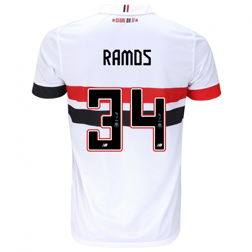 Kandiny Herren Raí Ramos #34 Weiß Rot Schwarz Heimtrikot Trikot 2024/25 T-Shirt