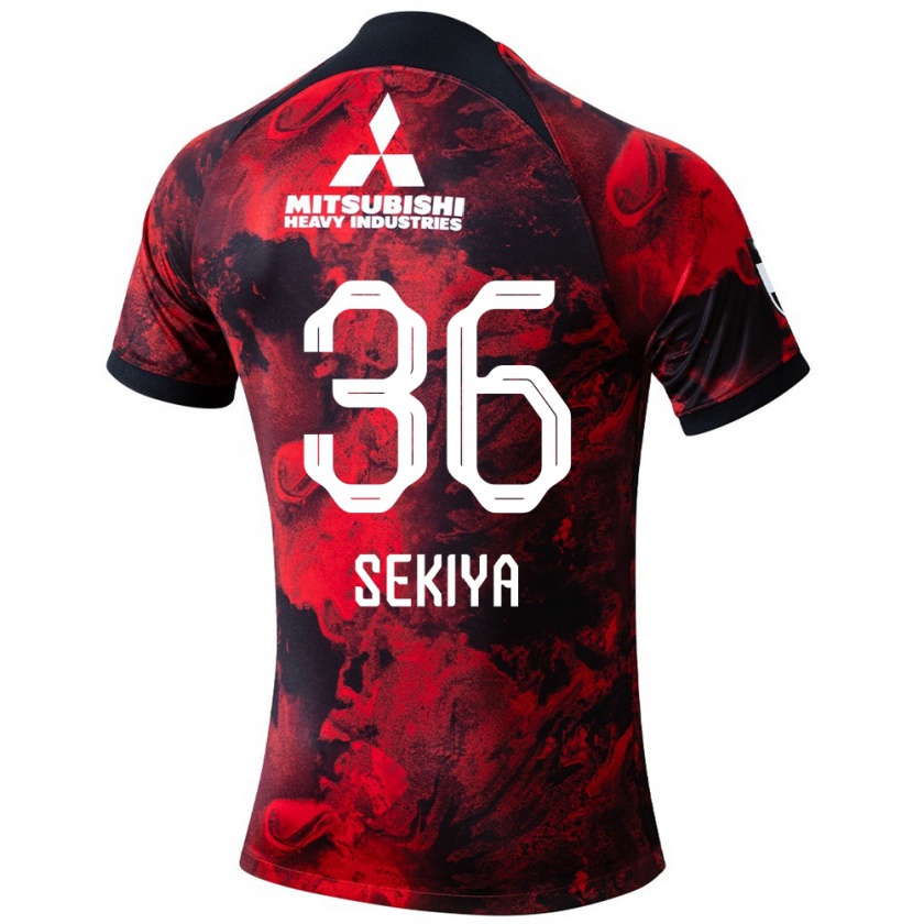 Kandiny Herren Hikaru Sekiya #36 Rot Schwarz Heimtrikot Trikot 2024/25 T-Shirt