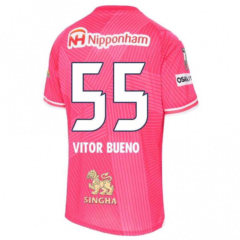 Kandiny Herren Vitor Bueno #55 Rosa Weiß Heimtrikot Trikot 2024/25 T-Shirt