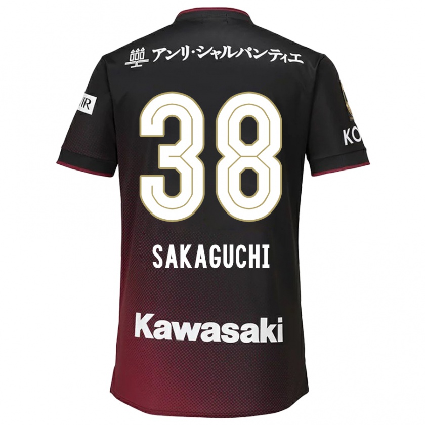 Kandiny Herren Yuki Sakaguchi #38 Schwarz Rot Heimtrikot Trikot 2024/25 T-Shirt