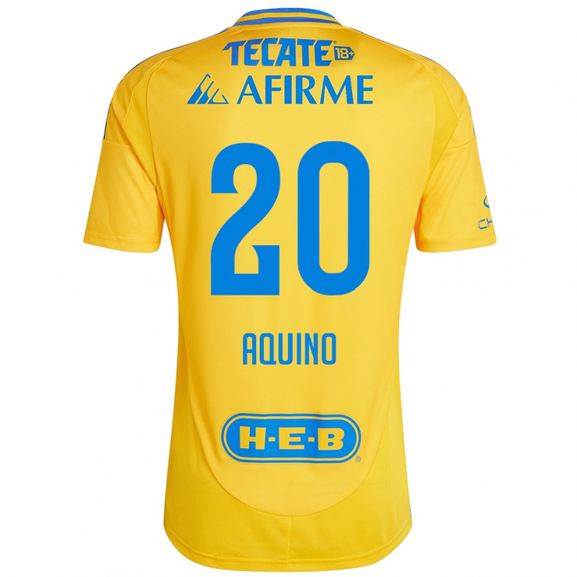 Kandiny Herren Javier Aquino #20 Goldgelb Heimtrikot Trikot 2024/25 T-Shirt