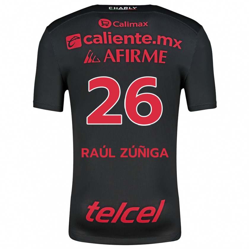 Kandiny Herren José Raúl Zúñiga #26 Schwarz Rot Heimtrikot Trikot 2024/25 T-Shirt