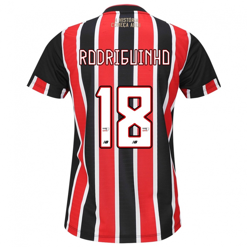 Kandiny Herren Rodriguinho #18 Schwarz Rot Weiß Auswärtstrikot Trikot 2024/25 T-Shirt