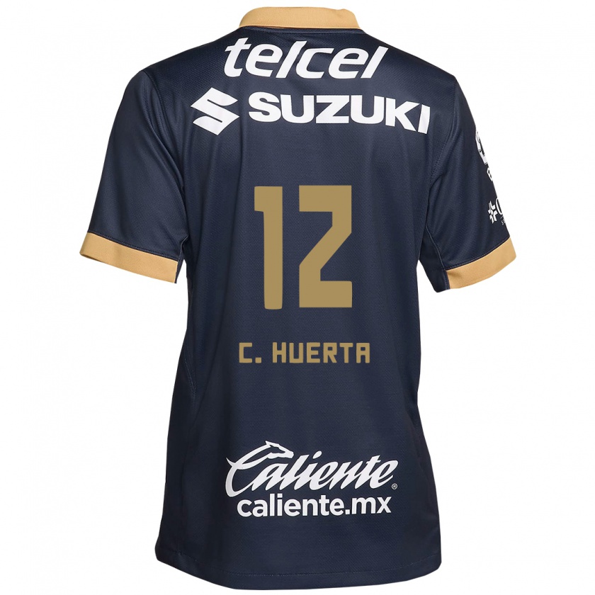 Kandiny Herren César Huerta #12 Obsidian Gold Weiß Auswärtstrikot Trikot 2024/25 T-Shirt