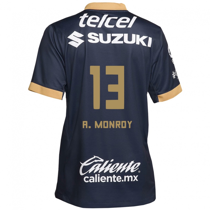 Kandiny Herren Pablo Monroy #13 Obsidian Gold Weiß Auswärtstrikot Trikot 2024/25 T-Shirt